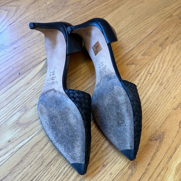 Vince Aurelian Woven Leather d’Orsay Kitten Heel Pumps - Picture 5 of 6